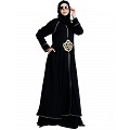 Designer double layered abaya with stone lacework- Black Designer double layered abaya with stone lacework- Black
